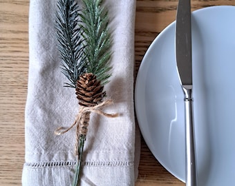 Faux pine and cone festive napkin bunches set of 4