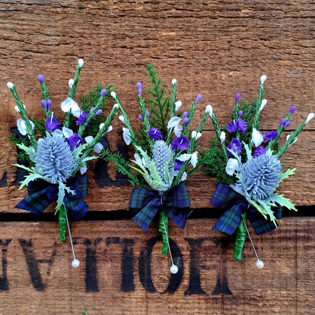 Scottish Thistle & Heather Buttonhole Etsy UK
