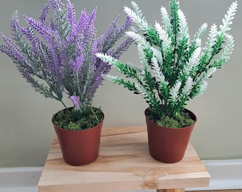 Faux Heather Plant – Purple or Green/White Realistic Botanical Decor