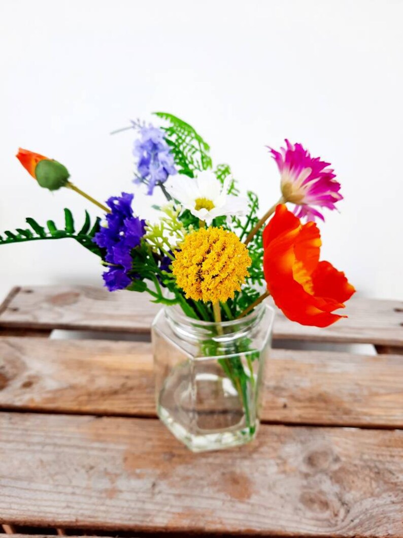Jam Jar of Bright Faux Flowers in Faux Water Etsy UK