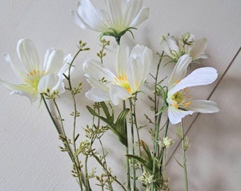 Wildflower bunch - faux flowers garden wildflowers neutral daisies 30cm