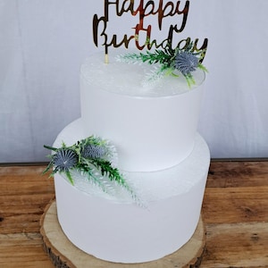 Juego de 2 flores artificiales de cardo y brezo escocés para tarta.