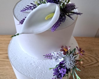Calla and thistle cake flowers - faux flowers set of 2