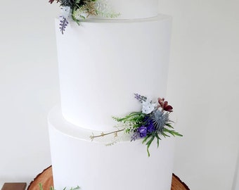 Thistle & heather artificial flowers cake spray