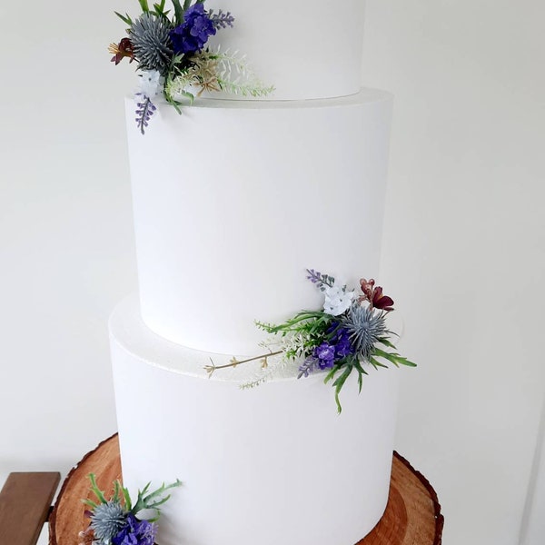 Thistle & heather artificial flowers cake spray