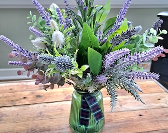 Scottish faux flower vase arrangement