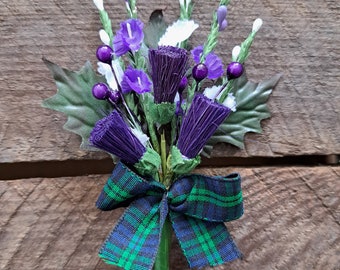 Scottish thistle & heather buttonhole