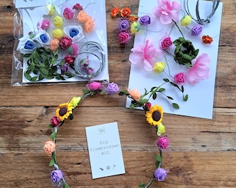 DIY Floral Crown Kit: Bright Colors for Parties, Festivals
