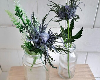 Faux Thistle & Heather Bud Vase – Rustic Cottage Décor (Choose Style)