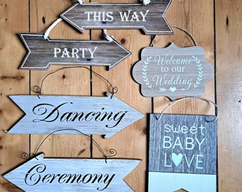 Wooden arrow signs/plaques for parties