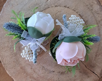 Peony and Thistle Rustic Wedding Wrist Corsage | Mother of Bride Prom Floral Accessory