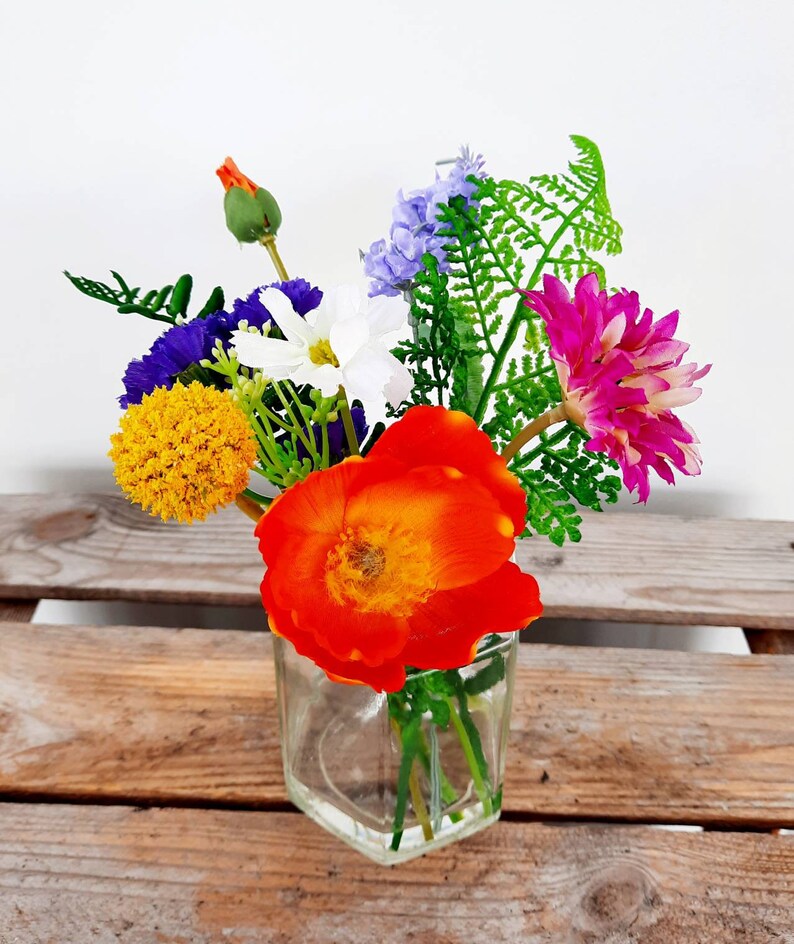 Jam Jar of Bright Faux Flowers in Faux Water Etsy UK