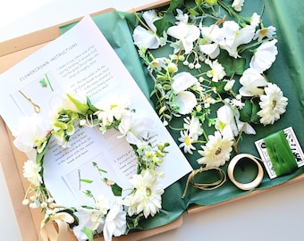 Flower crown kit Snow white artificial flowers