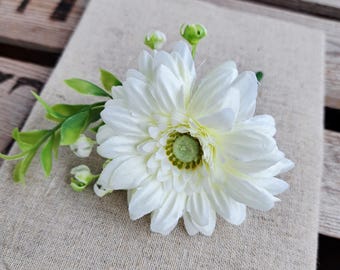 Gerbera daisy cake flower spray - neutral ivory artificial flower