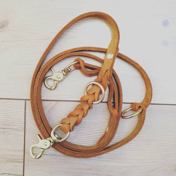 Fat leather leash pink 2 times adjustable