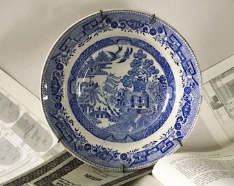 Antique blue willow ironstone plate 1800's, blue willow Pattern, Large antique serving plate, blue willow transferware, collectable plate