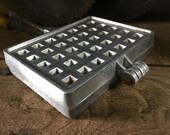 Antique waffle maker, French vintage waffle maker, Vintage aluminum cast iron mould, Aluminum waffle maker, French rustic retro kitchen