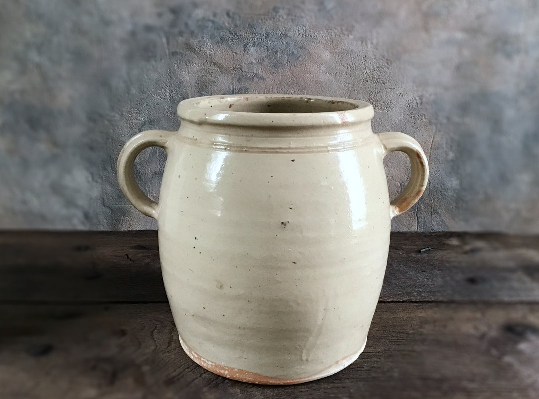 Stoneware Grease Pot, French Antique Country Terracotta, Antique
