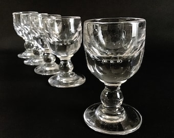 Deceptive toasting glass 1800's, French antique stemware, French antique baluster glass, Georgian deceptive glass, French Antique barware