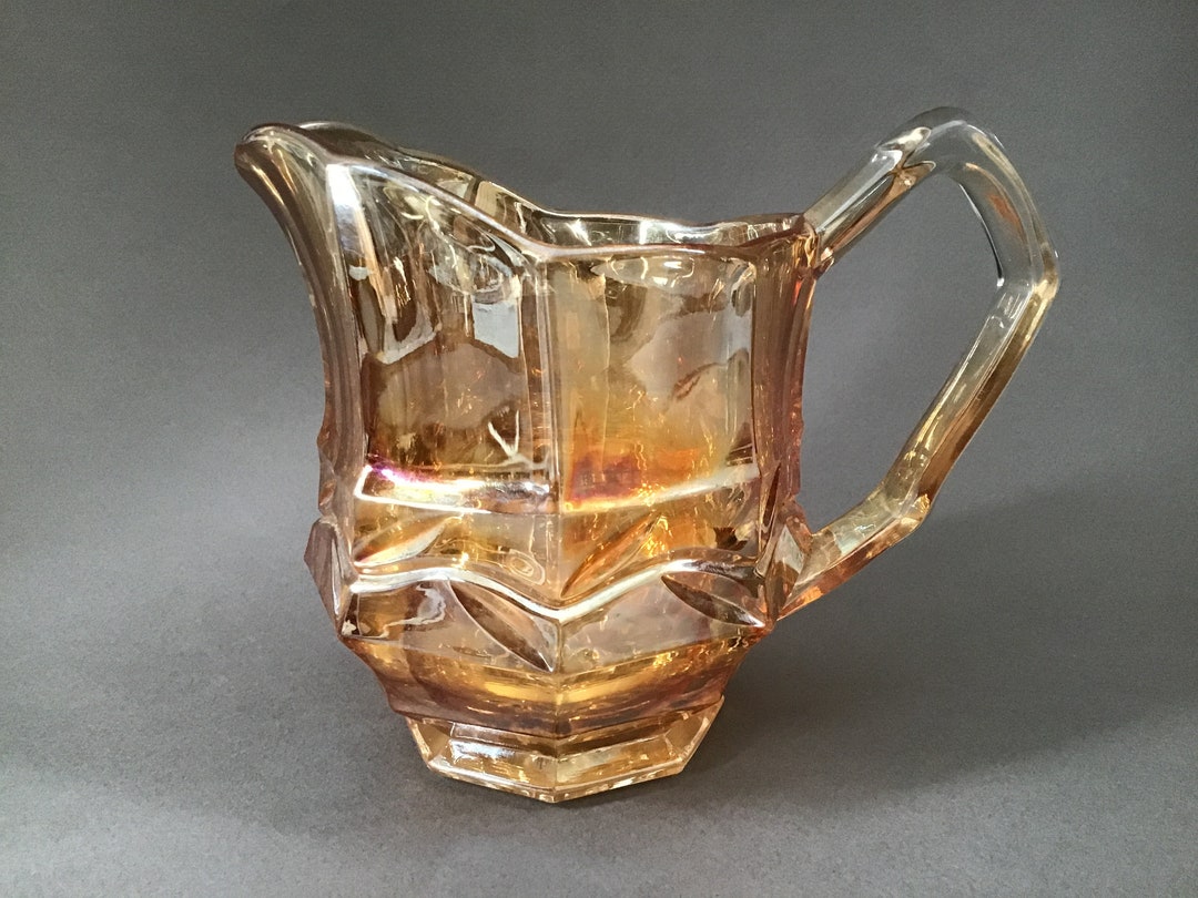 Rosice Carnival Glass Pitcher Heavy Vine Carnival Glass Etsy