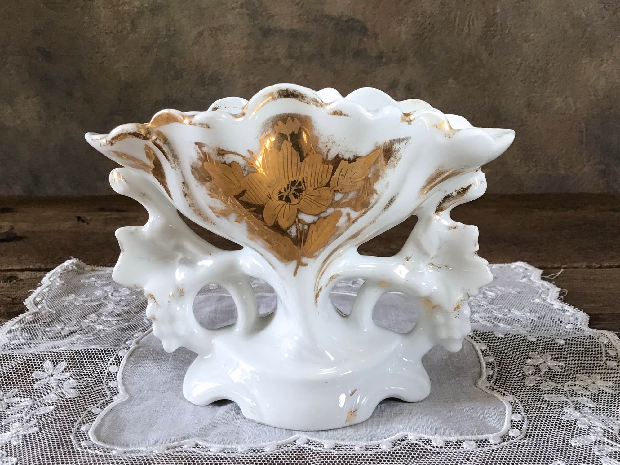 Ancien Vase de Mariée, Porcelaine Paris, Vase Ancien Porcelaine Blanche, Arrangement Floral