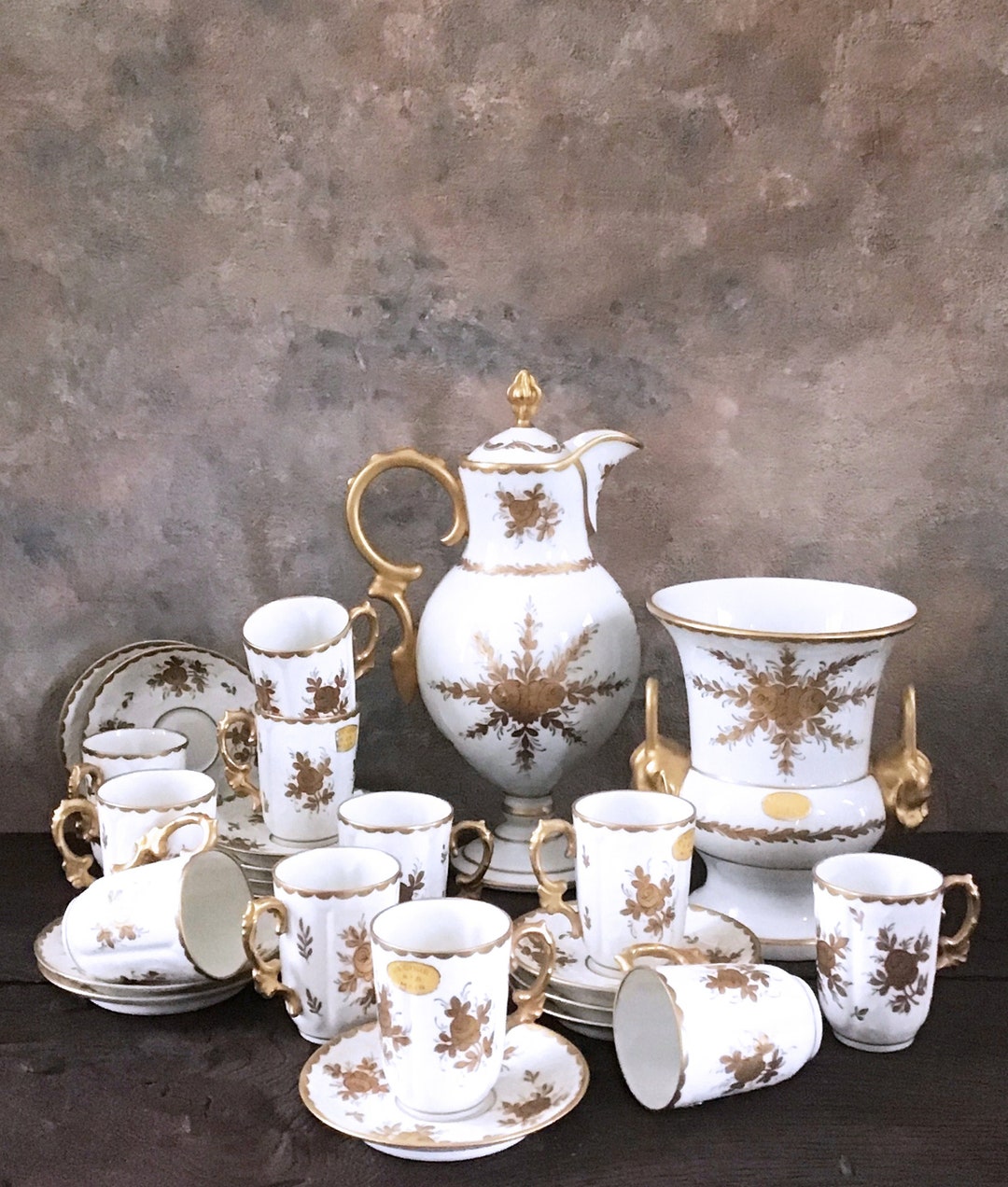 Limoges Porcelain Coffee Set, French Antique Coffee or Tea Set, Giraud