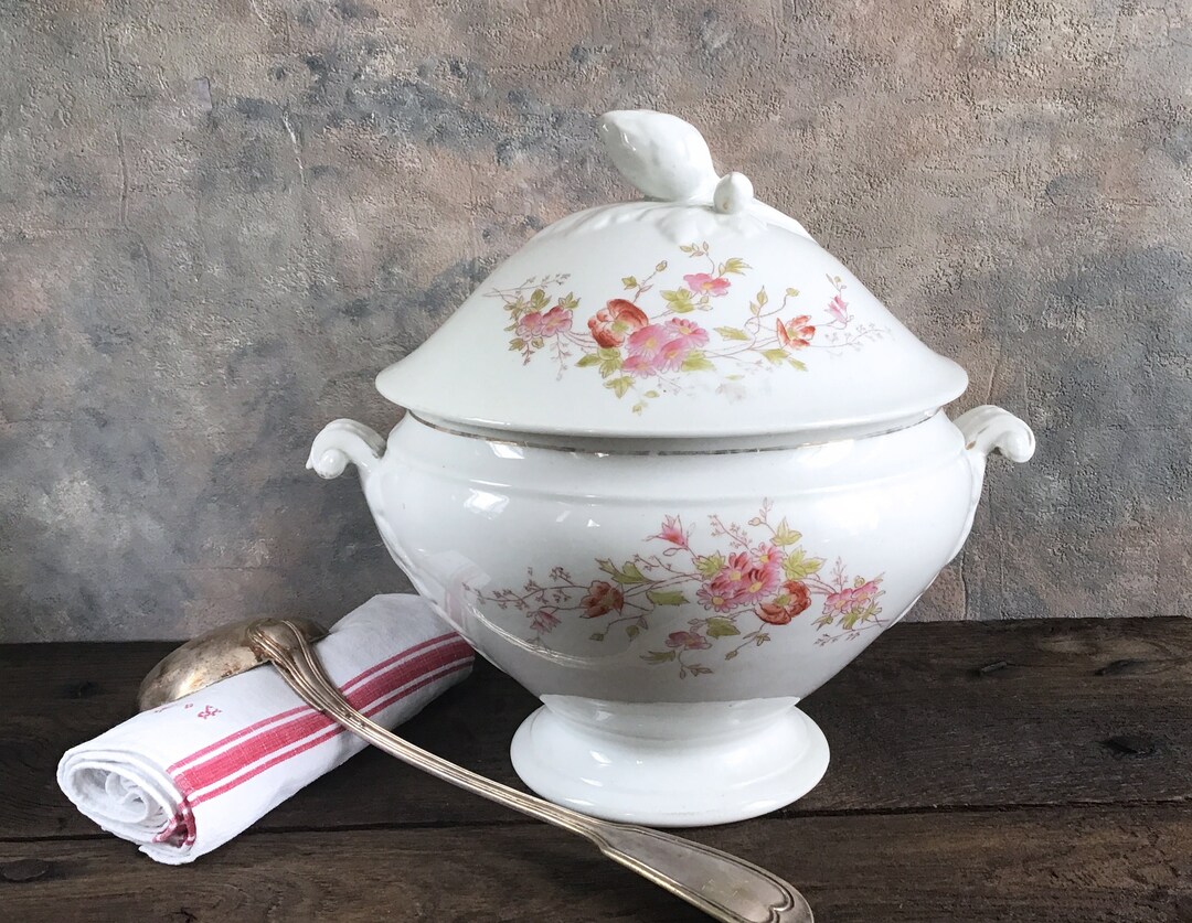 Antique French Limoges Tureen Large French Porcelain Tureen Etsy