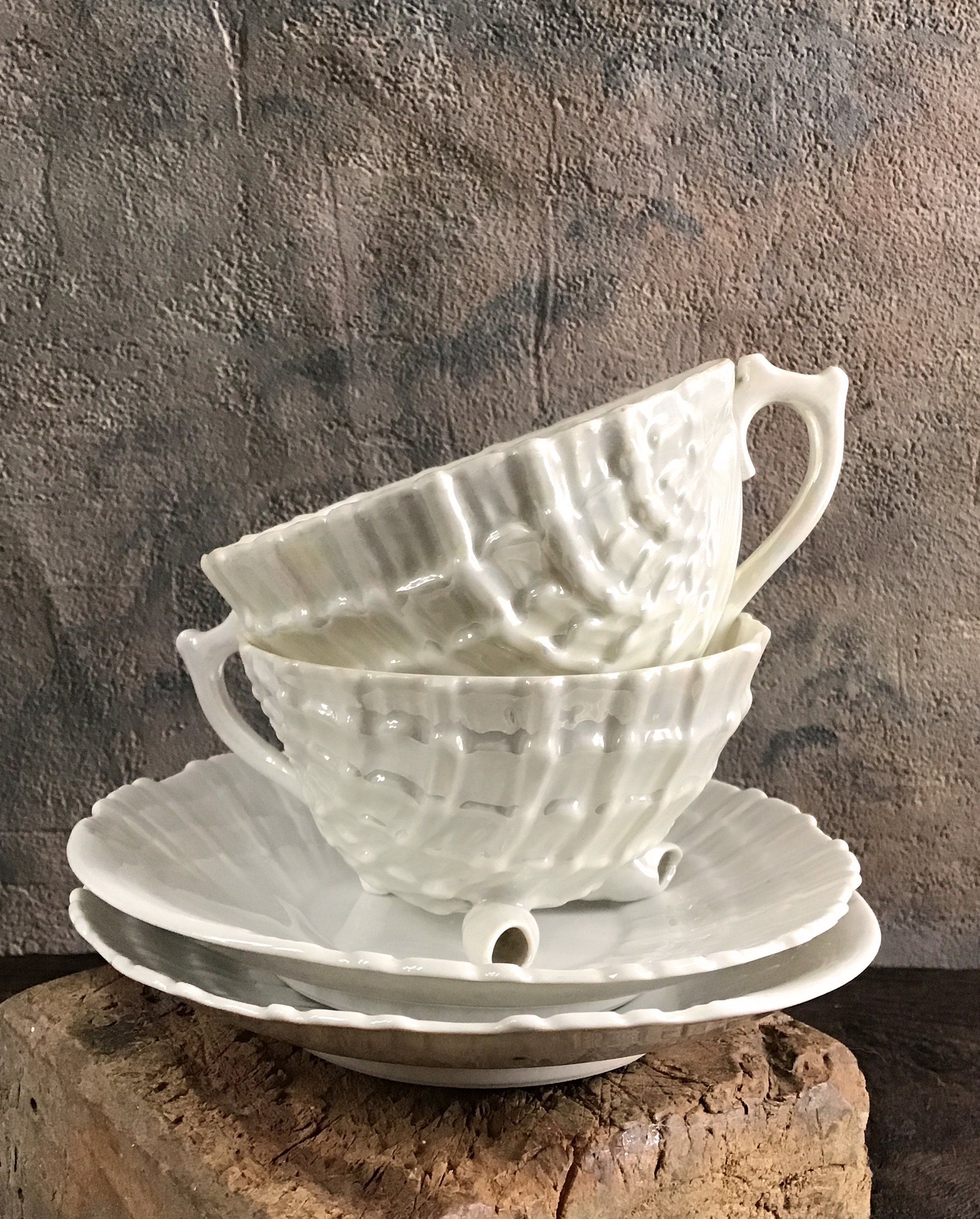 Shell Shape Tea Cup 2 Vintage German Tea Cups Shell Shape Etsy