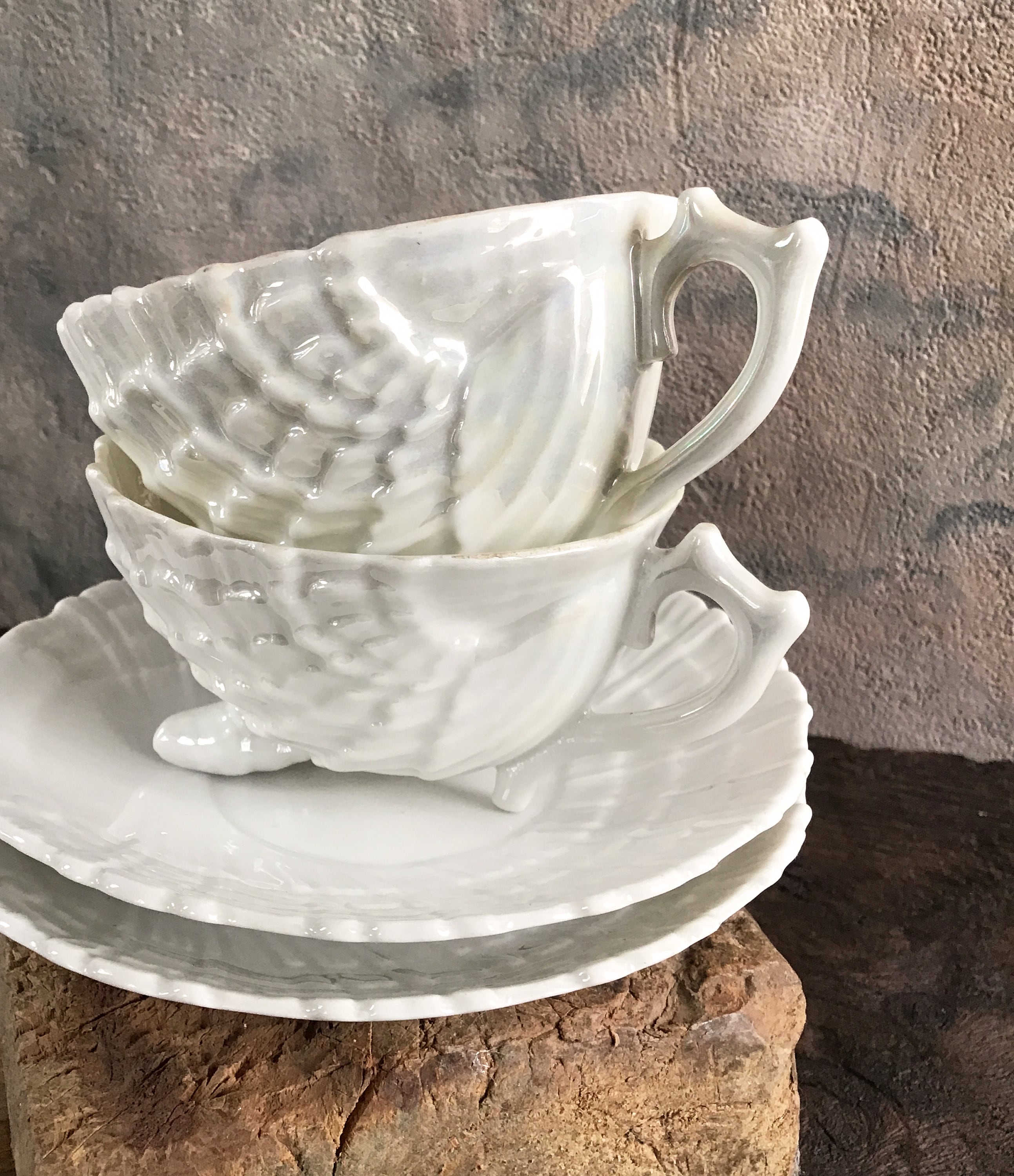 Shell Shape Tea Cup 2 Vintage German Tea Cups Shell Shape Etsy