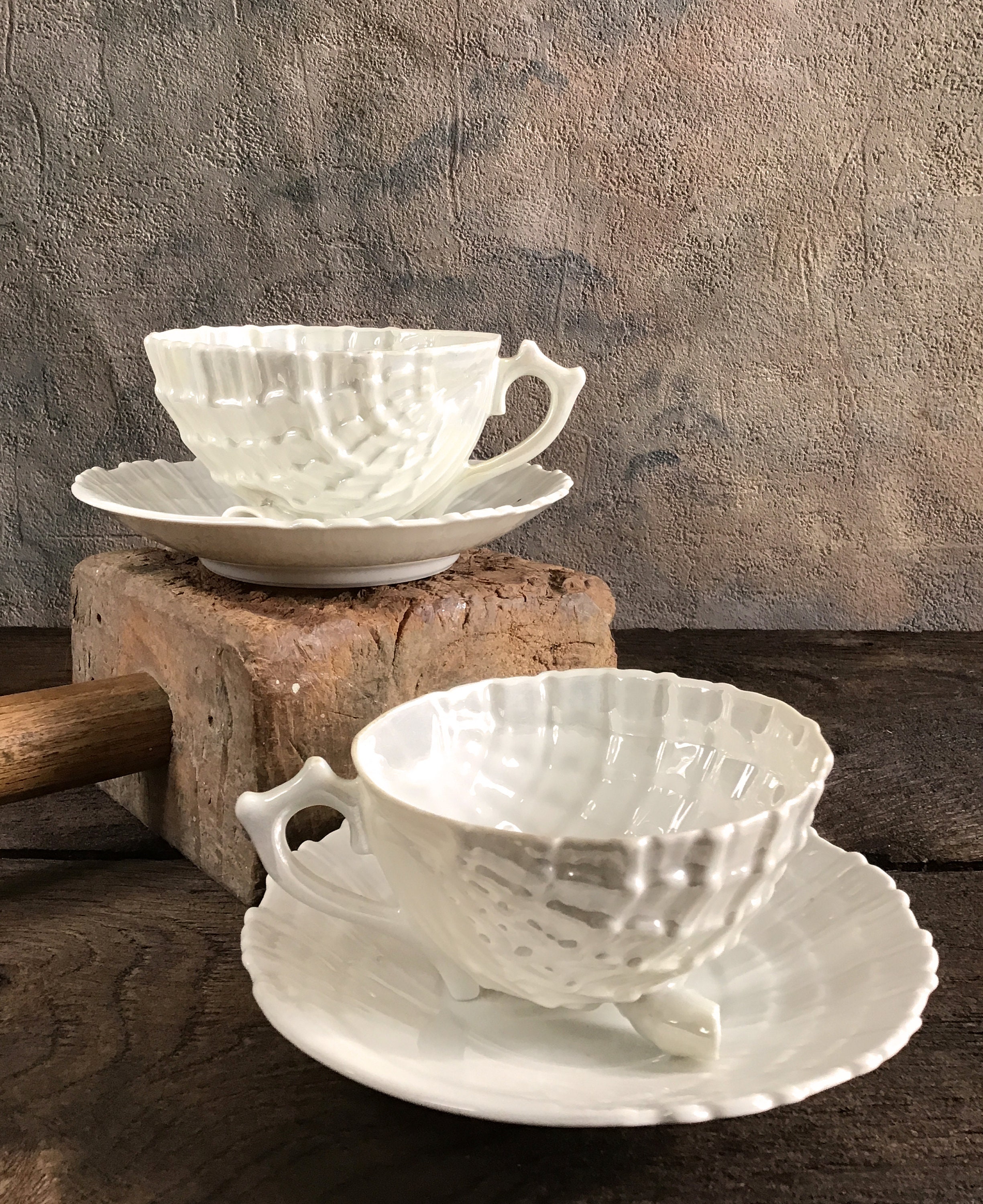 Shell Shape Tea Cup 2 Vintage German Tea Cups Shell Shape Etsy