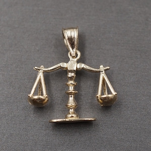 10K Solid Yellow Gold 0.85&quot; Moveable Horoscope Libra Zodiac Charm Pendant. Men Women Children