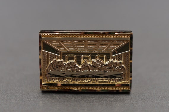 ＊プルーフ仕上げ＋ゴールドメッキ＊「最後の晩餐」100点の偉大な傑作集 10Kイエローゴールド「最後の晩餐」バンドリング：ダイヤモンドカット