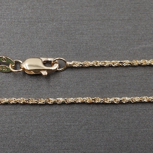 Collar de cadena tipo cuerda de oro amarillo macizo de 10 quilates de 1,2 mm. Pulsera de cuerda para hombres, mujeres, niños y bebés, de 40,6 a 61 cm.