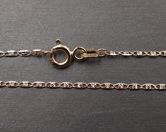 10K Yellow Gold Valentino Chain Necklace: 1.5MM Tri Color