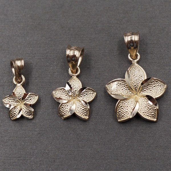 Wisiorek z zawieszką w kształcie małego kwiatu hibiskusa, wykonany z litego żółtego złota próby 10K, szlif diamentowy. 9 mm, 11 mm, 15 mm