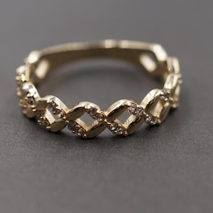 10K Solid Gelb Gold 4,4 MM Link CZ Bandring.