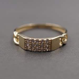 10K Solid Yellow Gold 4.5MM Stackable CZ Band Ring.