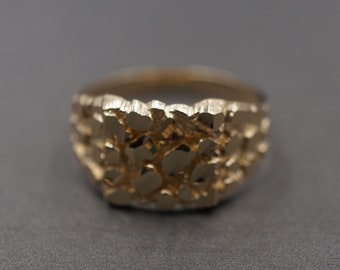 10K Yellow Gold Nugget Band Ring - Diamond Cut Shine