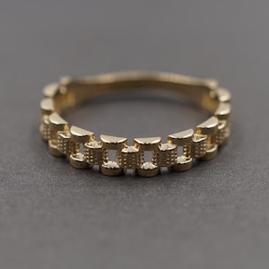 Pierścionek z brylantem Rollie Band wykonany z litego żółtego złota próby 10K o średnicy 3,7 mm. Mężczyźni, Kobiety, Dzieci.