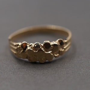 10K Solid Yellow Gold 5.8MM Golden Nugget Band Ring.