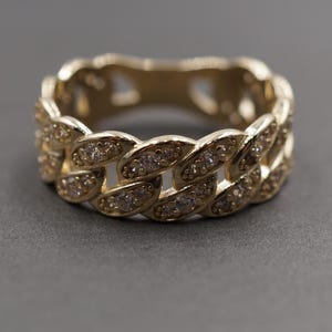 10K Solid Gelb Gold 7,6 MM Panzer Link CZ Bandring.