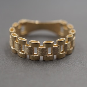 10K Solid Yellow Gold 6MM Rolex Style Men Women Kid Band Ring.