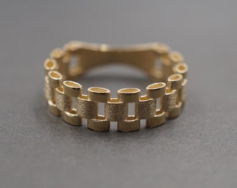 10K Solid Yellow Gold 6MM Rolex Style Men Women Kid Band Ring.