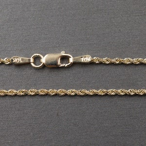 10K Solid Yellow Gold 1.6MM Rope Chain: Bracelet or Necklace