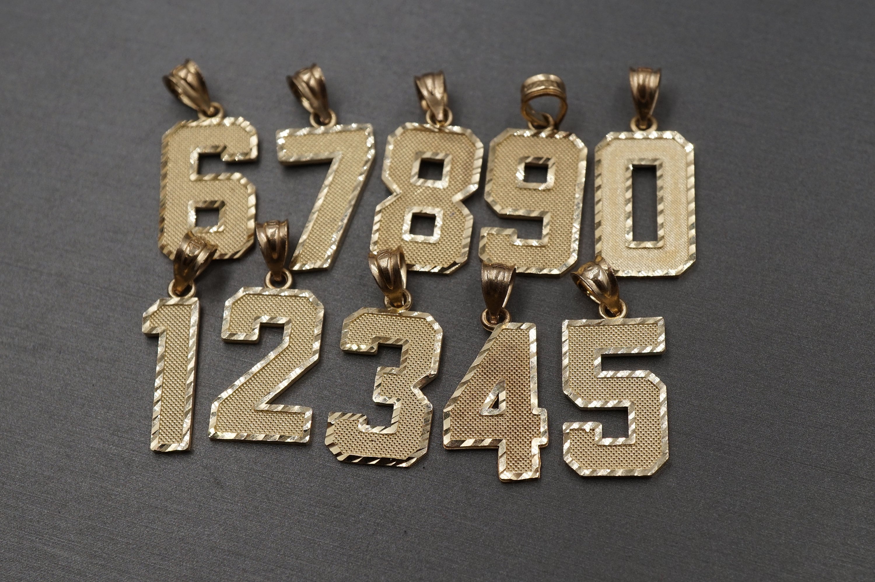 Gold Number Charms, CZ Pave Number Charms, Mini Tiny Charms 9-10mm Tall,  Anniversary Birthday Number Beads GB-1652 