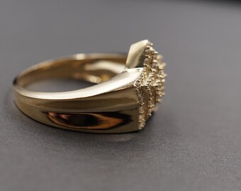 10K ソリッド イエロー ゴールド 14.5 MM シャイニー スター アイス CZ
