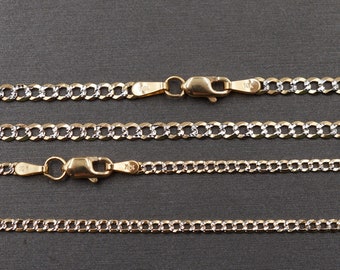 10K Solid Yellow Gold Curb Cuban Link Chain: 2MM, 2.6MM