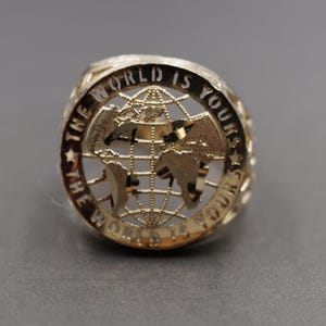 10K Solid Yellow Gold 0.8&quot; Diamond Cut World Is Yours Band Ring.
