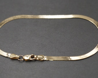 10 kt massief geelgouden 2,8 mm platte visgraatarmband. 7", 8" Dames Kinderen Heren