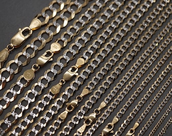 10K Solid Gold Diamond Cut Curb Cuban Chain Necklace